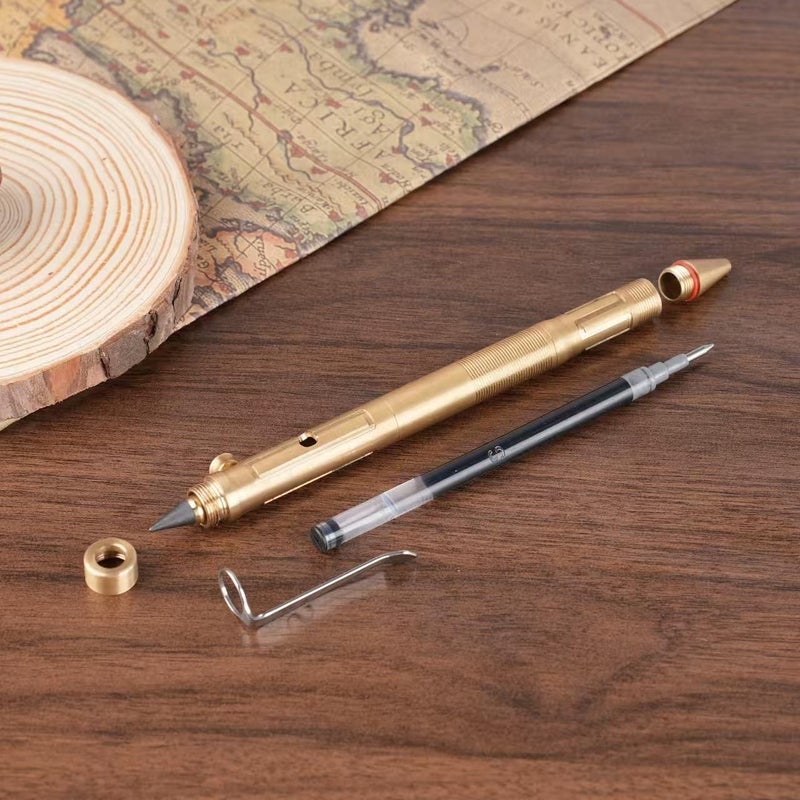 SMOOTHERPRO Weighted Bolt Action Pen, 54g Brass Pen with Graphite Tip, Compatible with Pilot G2 Refill, Industrial Vintage Design for Office Gifts, Steampunk Collections, Parkinson, Arthritis, Natural - Image 5